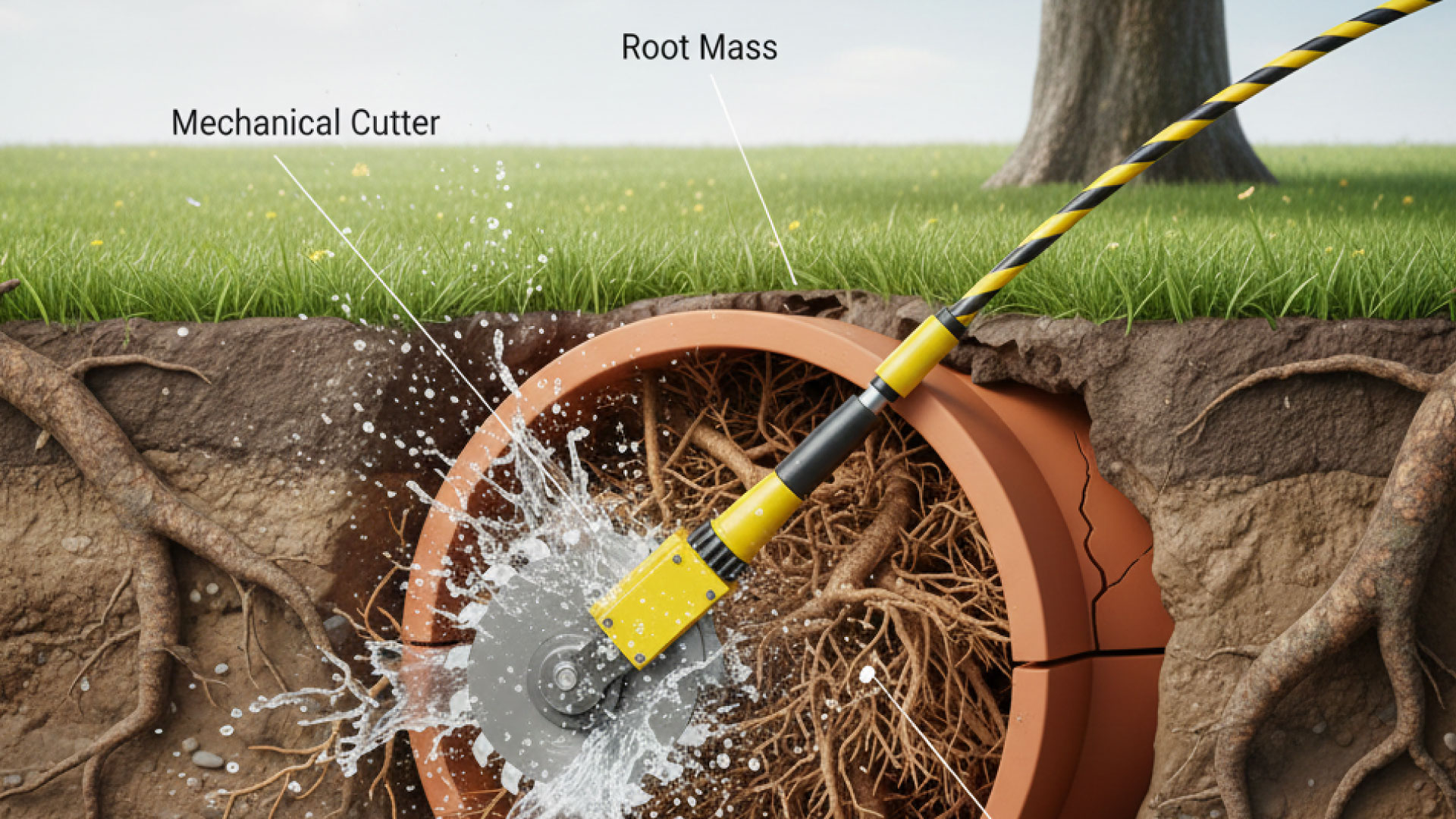Tree root ingress removal from drain pipe Blackpool - specialist root cutting drainage experts