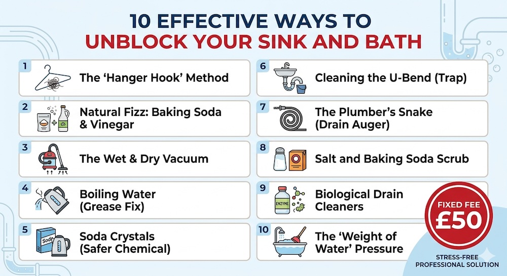 10 Best Ways to Unblock a Sink or Bath | Drainage Experts Blackpool