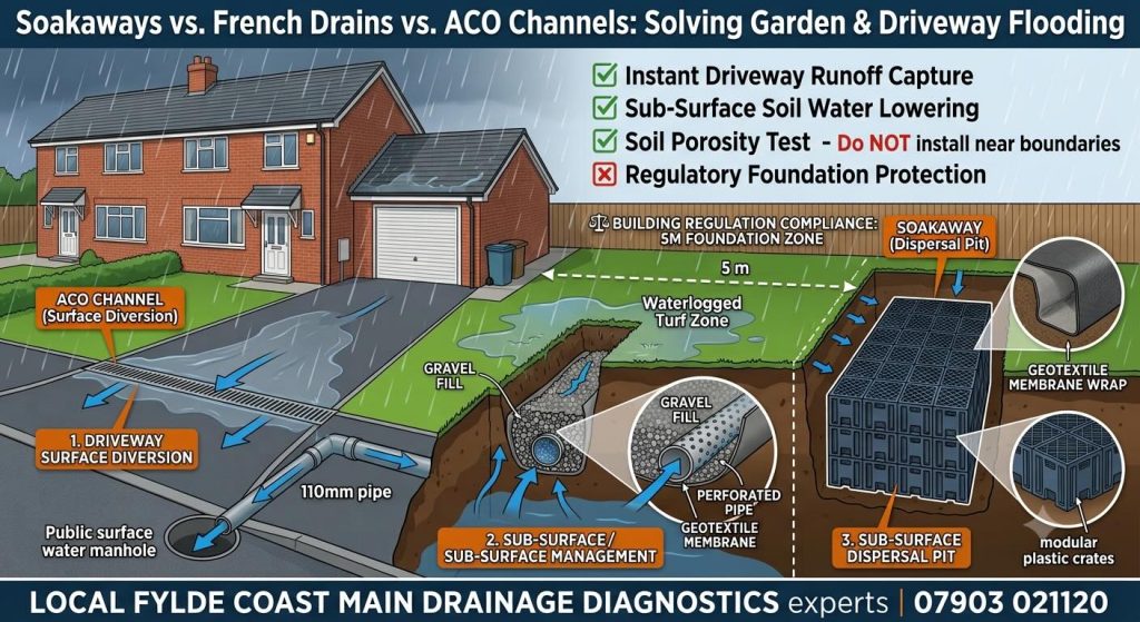 Soakaways vs. French Drains vs. ACO Channels: Solving Garden & Driveway Flooding